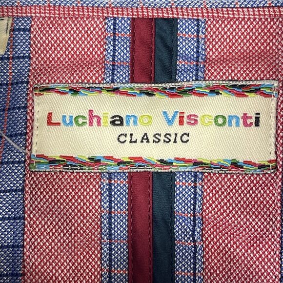 Luchiano‎ Visconti Shirt Mens XXL Blue Striped Casual Button Up Preppy Adult - Picture 7 of 10